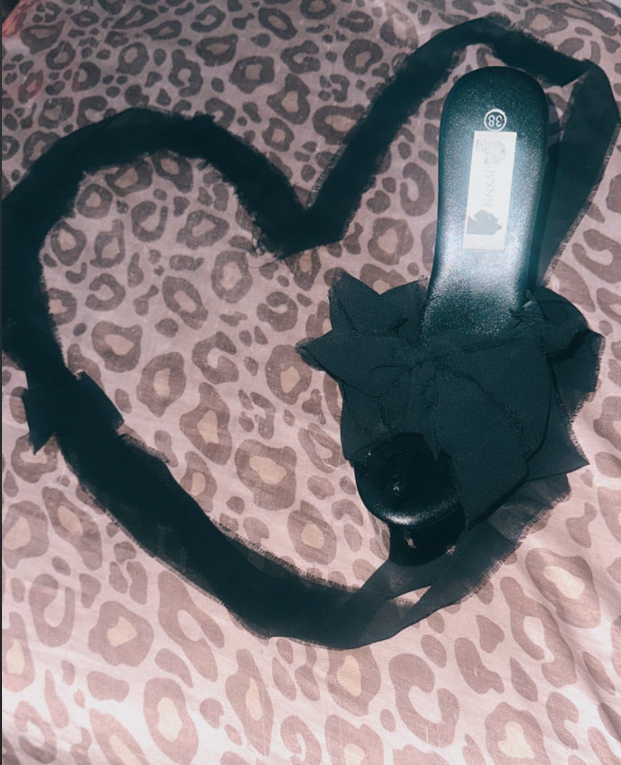 Black Ďistressed Ribbon Pleaser Heels !