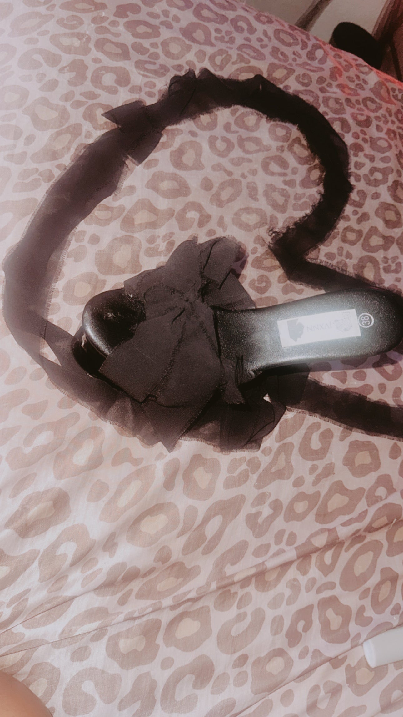 Black Ďistressed Ribbon Pleaser Heels !