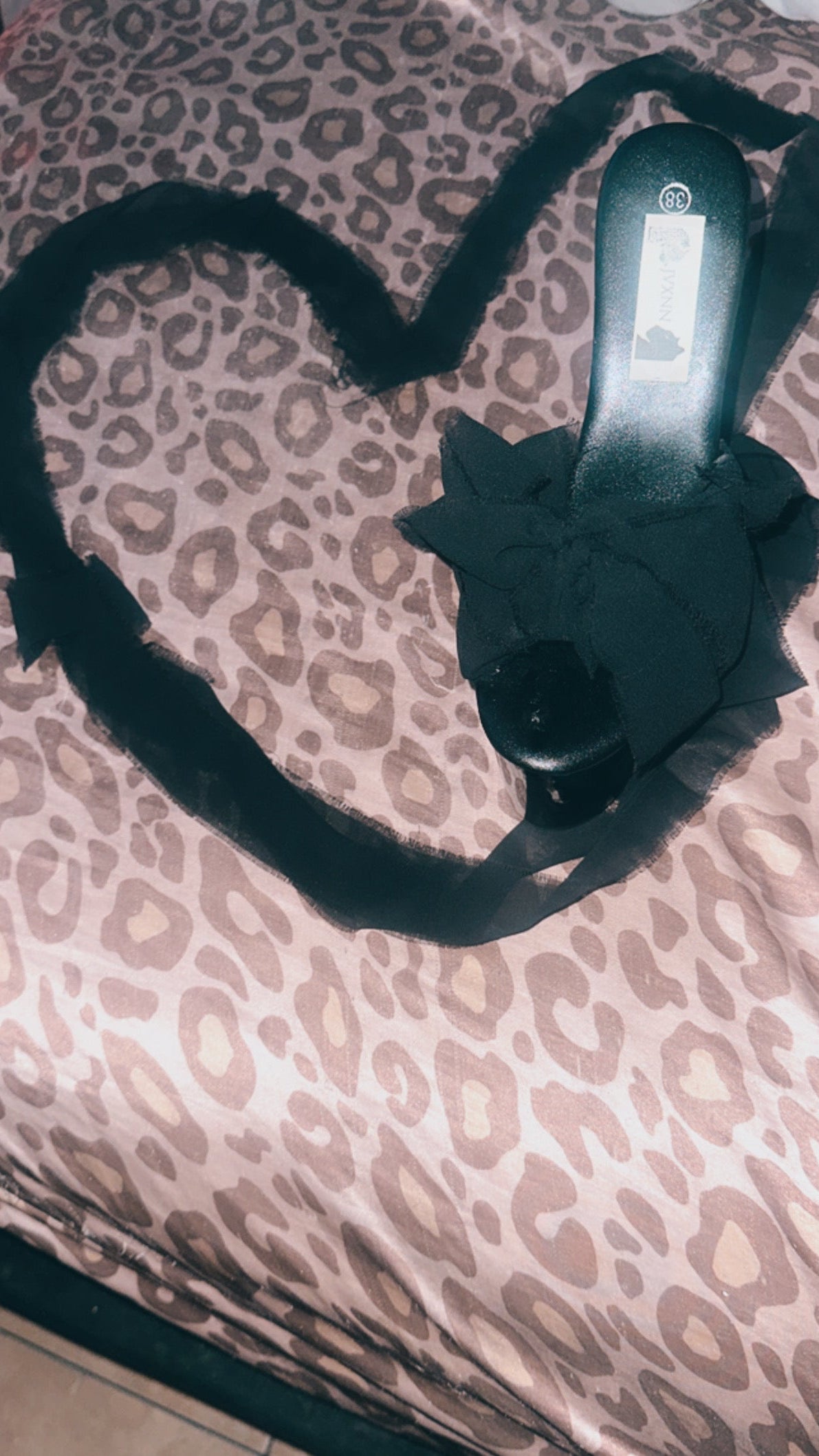 Black Ďistressed Ribbon Pleaser Heels !