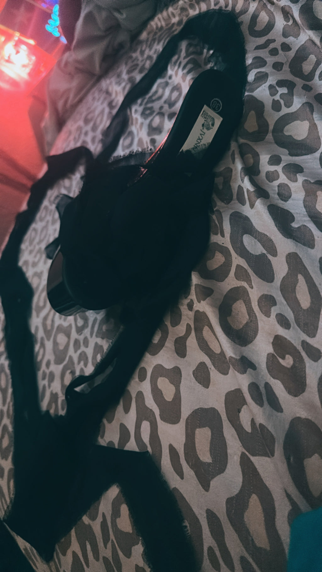 Black Ďistressed Ribbon Pleaser Heels !