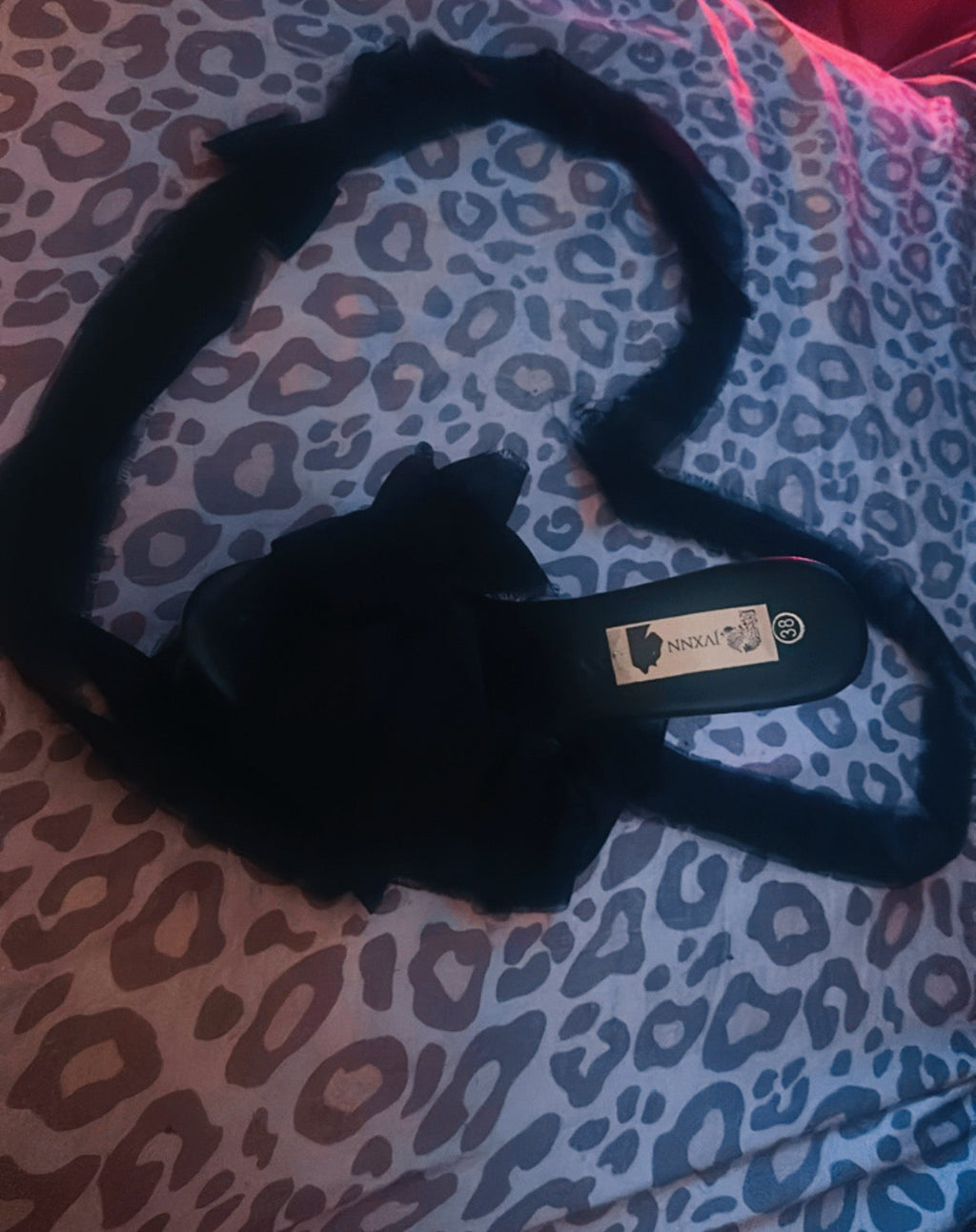 Black Ďistressed Ribbon Pleaser Heels !